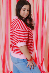 The Mock Neck Stripe Sweatshirt