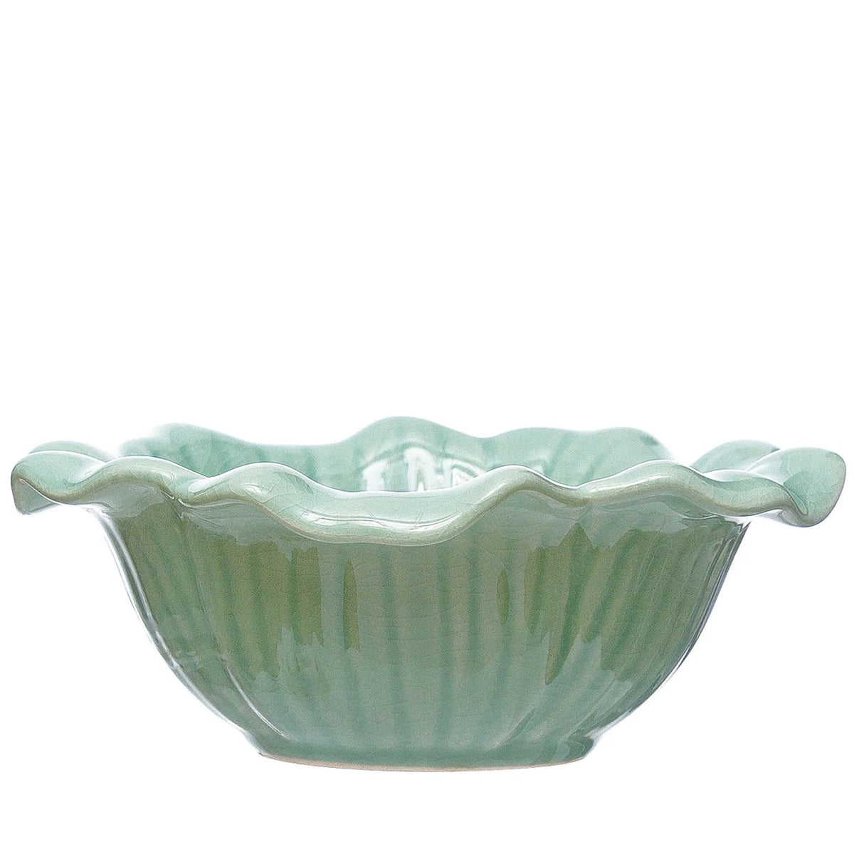 Creative Co-Op | Debossed Stoneware Flower Bowl, Crackle Glaze