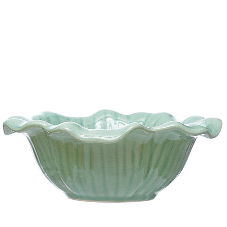 Creative Co-Op | Debossed Stoneware Flower Bowl, Crackle Glaze