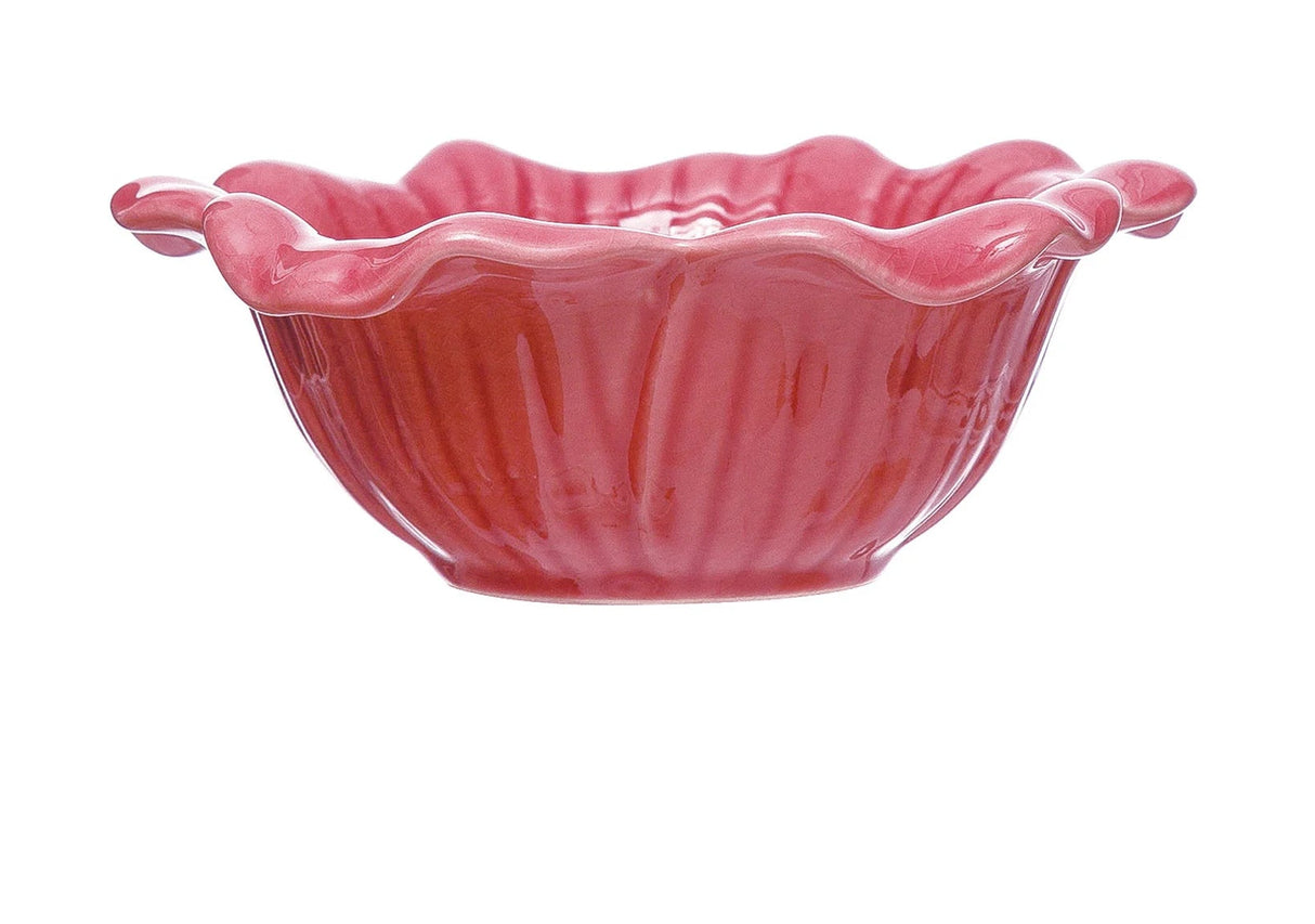 Creative Co-Op | Debossed Stoneware Flower Bowl, Crackle Glaze