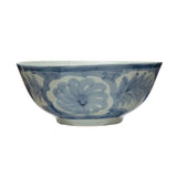 Creative Co-Op | Hand-Painted Stoneware Bowl w/ Design, Blue & White
