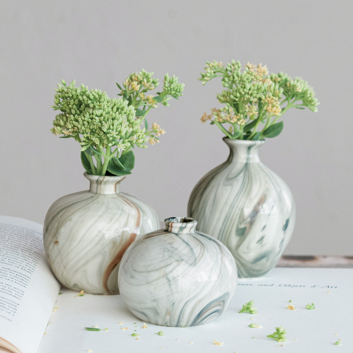Creative Co-Op | Stoneware Vases with Marbled Design