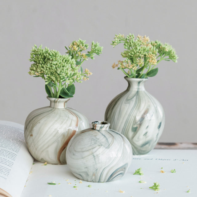Creative Co-Op | Stoneware Vases with Marbled Design