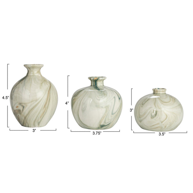 Creative Co-Op | Stoneware Vases with Marbled Design