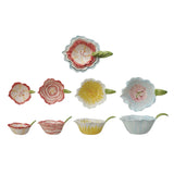 Hand-Painted Stoneware Flower Shaped Prep Bowls
