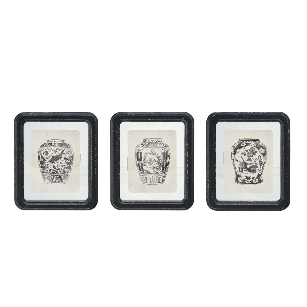Creative Co-Op | Wood Framed Vase Print - 3 Styles