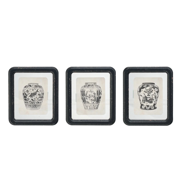 Creative Co-Op | Wood Framed Vase Print - 3 Styles