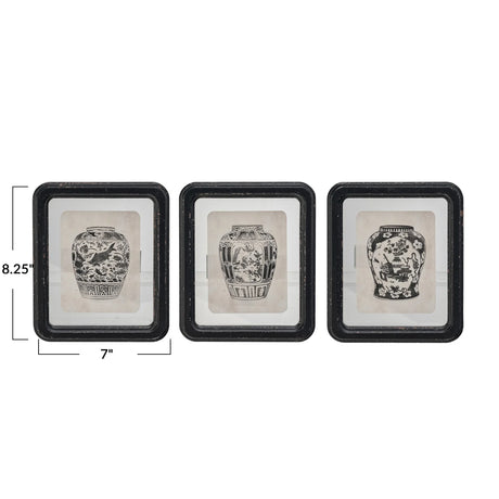 Creative Co-Op | Wood Framed Vase Print - 3 Styles