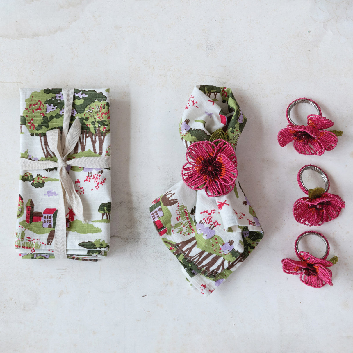 Creative Co-Op | 18"  Printed Napkins, Set of 4