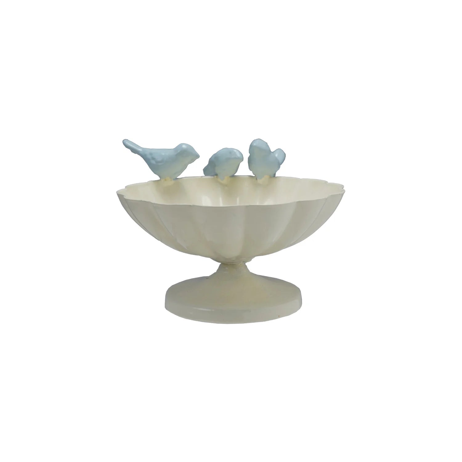 Creative Co-Op | 5" Metal Scalloped Bowl with 3D Cast Iron Birds on Rim