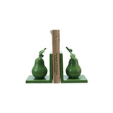 Cast Iron Pear Bookends, Green, Set of 2