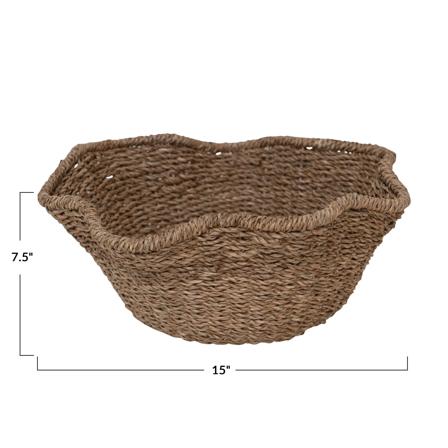 Decorative Woven Bankuan & Rattan Ruffled Bowl, Natural