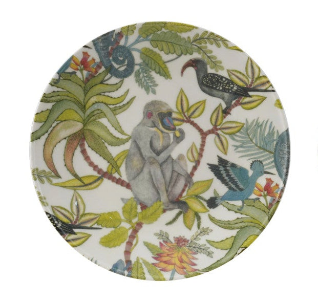 Creative Co-Op | 8 1/2" Round Printed Stoneware Plate with Botanicals
