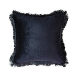 Cotton Velvet Printed Pillow w/ Leopard Print & Fringe
