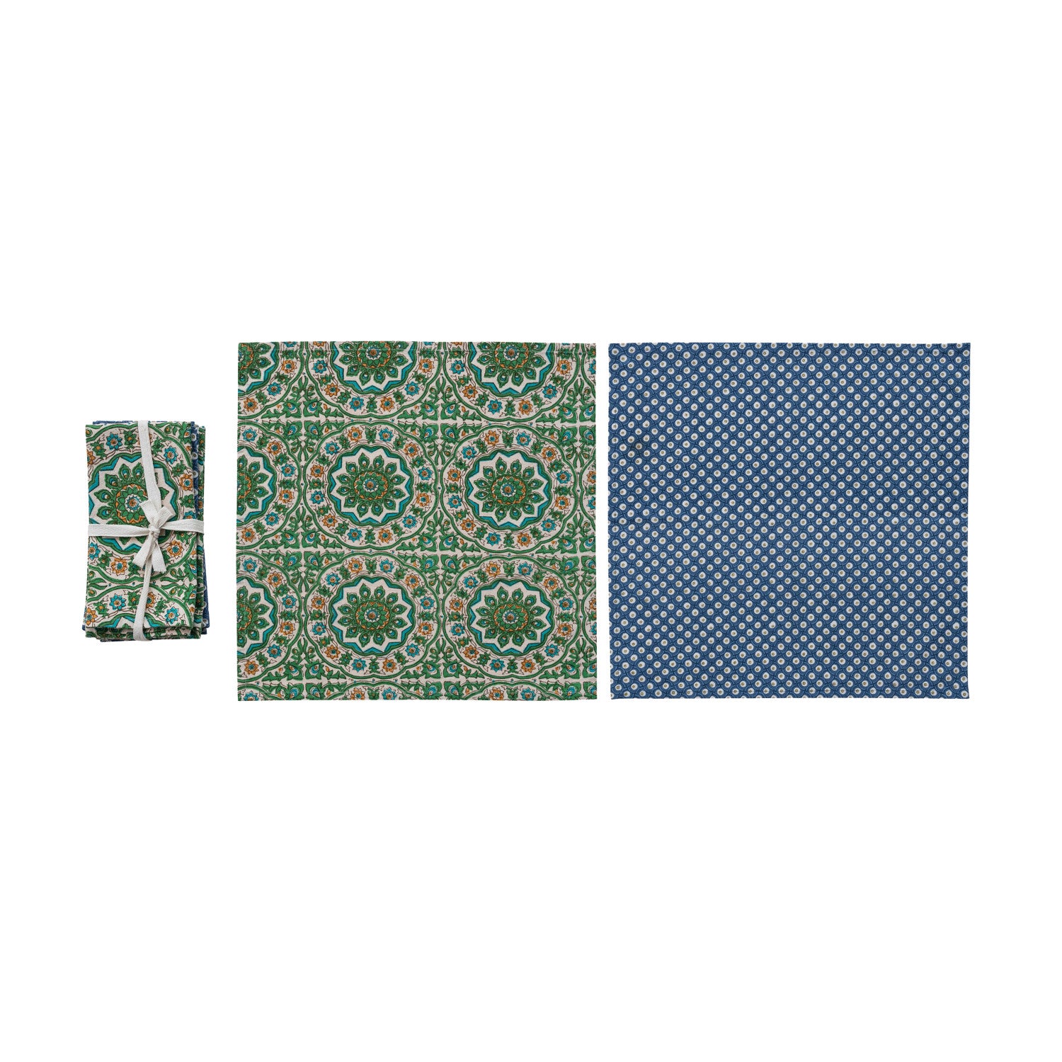 Creative Co-Op | Cotton Napkins with Block Print Patterns Set of 4