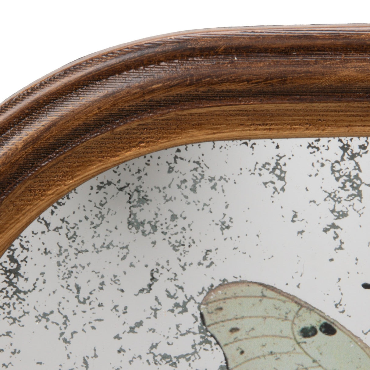 Creative Co-Op | Square Wood Framed Antique Mirror Wall Decor with Butterflies & Metal Wall Hook