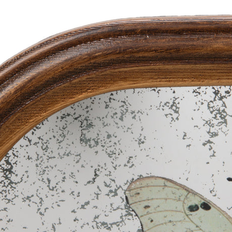 Creative Co-Op | Square Wood Framed Antique Mirror Wall Decor with Butterflies & Metal Wall Hook