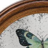 Creative Co-Op | Circle Wood Framed Antique Mirror Wall Decor with Butterflies & Metal Wall Hook