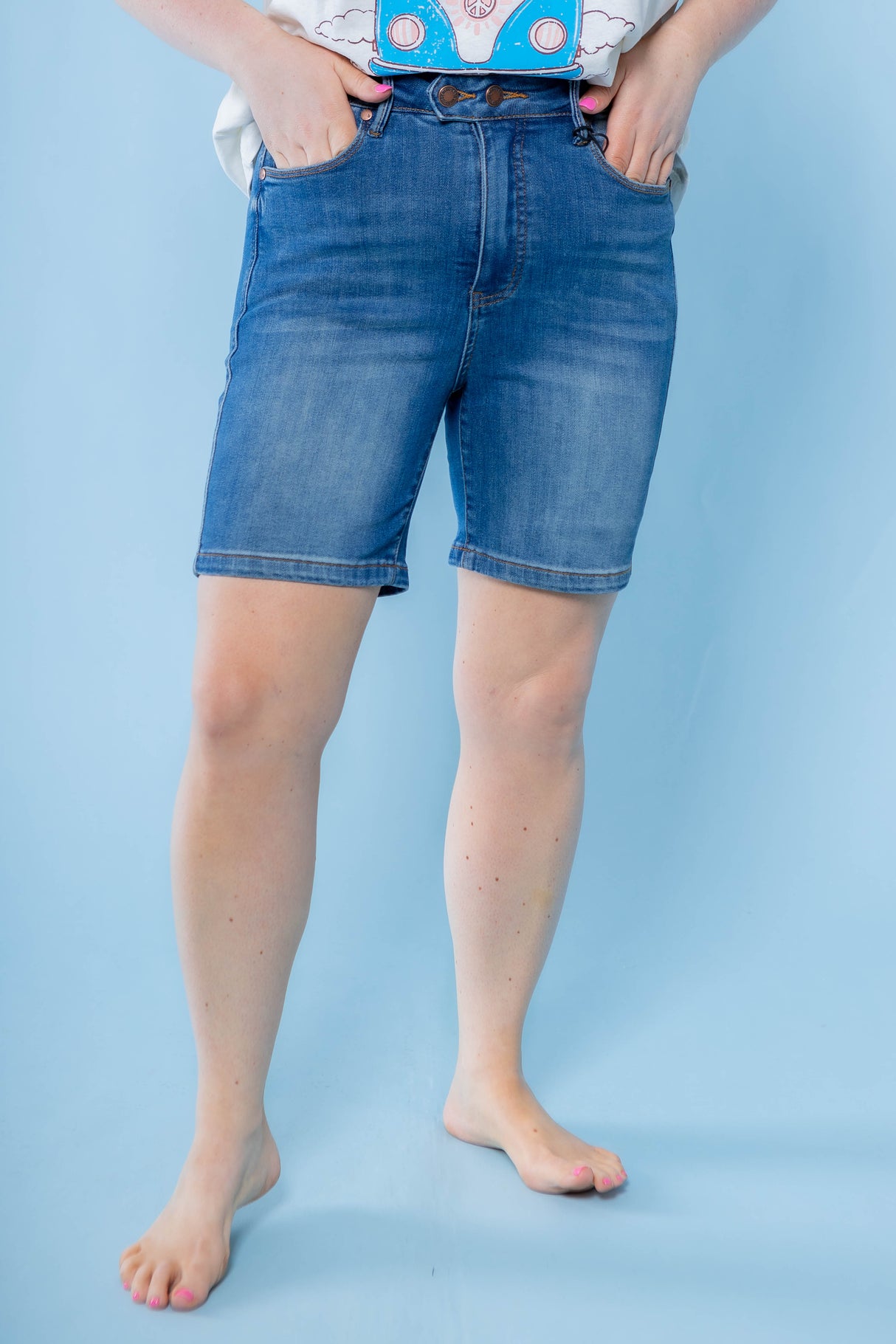 Judy Blue | High Waist Double Button Bermuda Shorts (Final Sale)