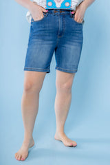Judy Blue | High Waist Double Button Bermuda Shorts (Final Sale)