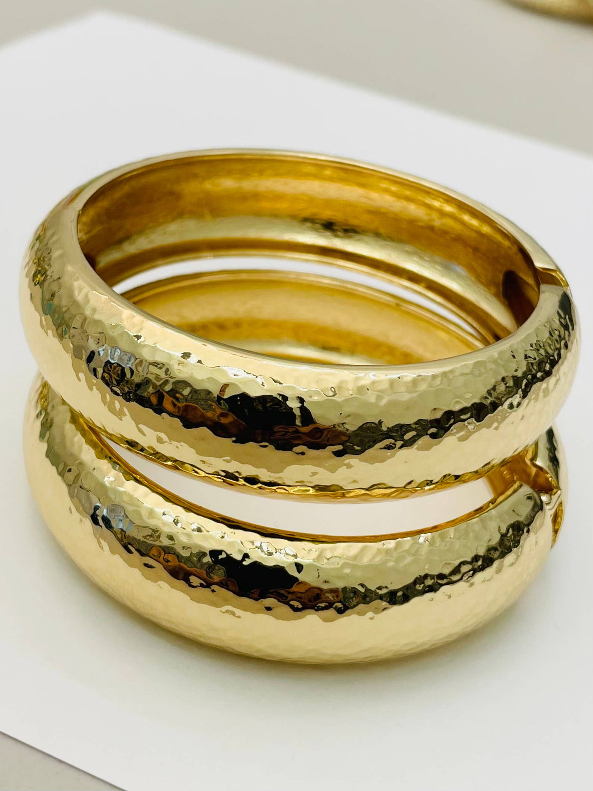 Two Forty Two | CHIC | Hammered Hinge Bracelet - Gold