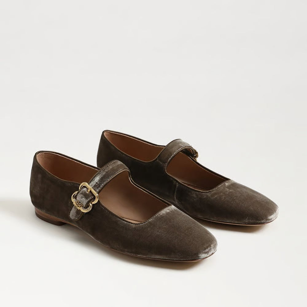 Sam Edelman | Michaela Mary Jane Flat in Dark Sage Velvet