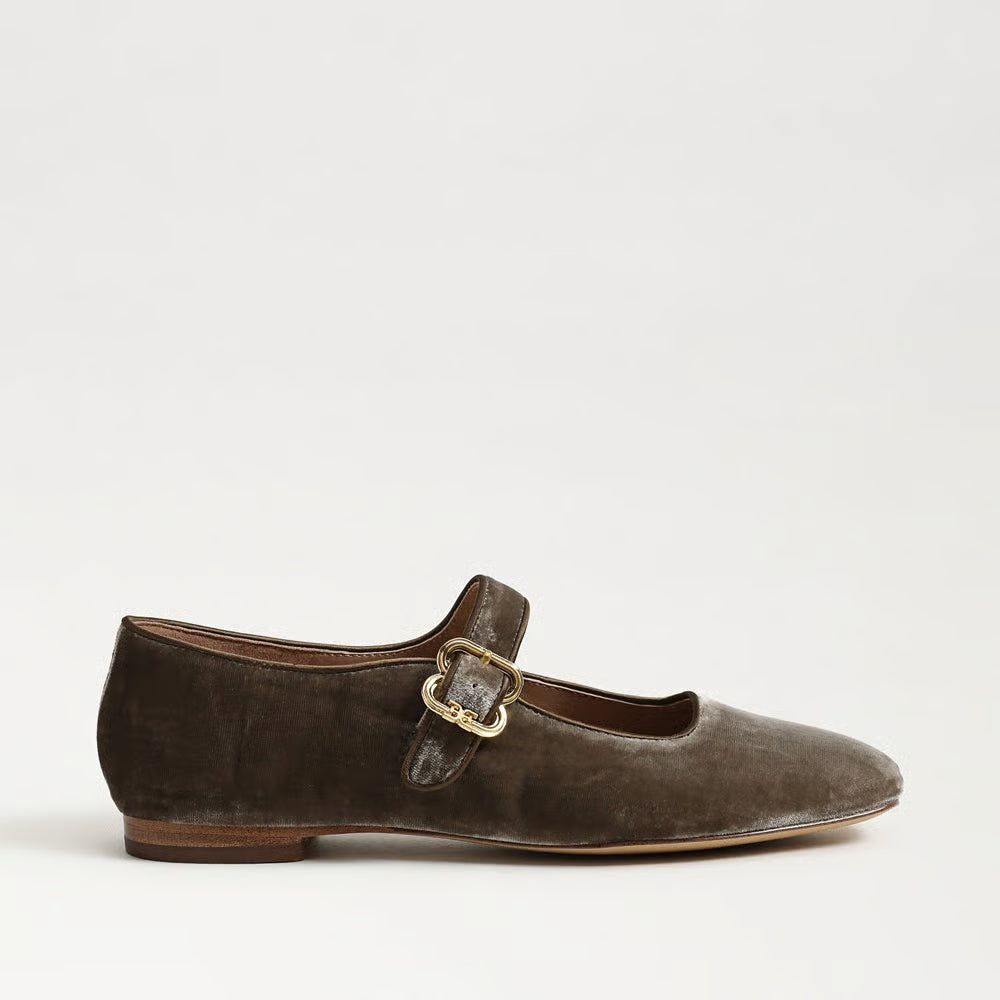 Sam Edelman | Michaela Mary Jane Flat in Dark Sage Velvet
