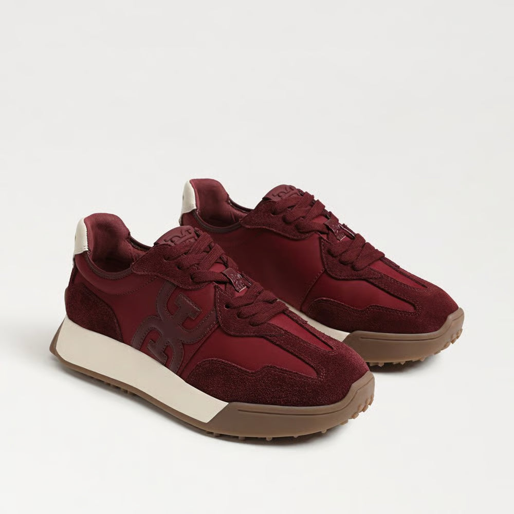 Sam Edelman | Langley Lace Up Sneaker in French Burgundy Nylon/Suede
