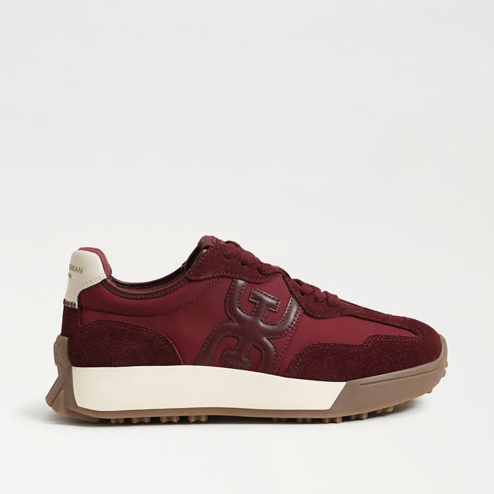 Sam Edelman | Langley Lace Up Sneaker in French Burgundy Nylon/Suede