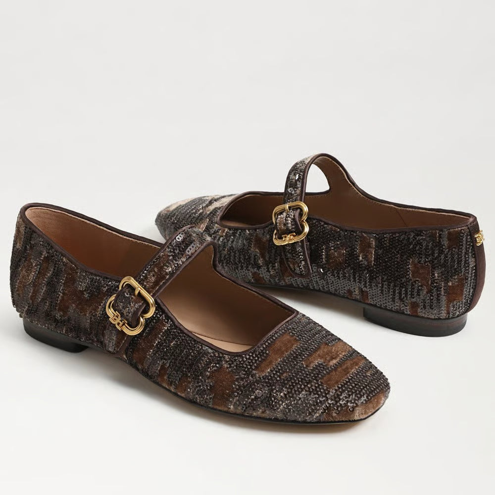 Sam Edelman | Michaela Mary Jane Flat in Mushroom Velvet