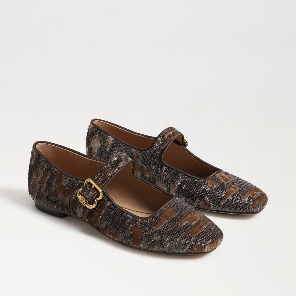Sam Edelman | Michaela Mary Jane Flat in Mushroom Velvet