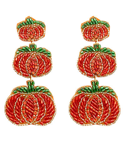 Triple Row Pumpkin Earrings