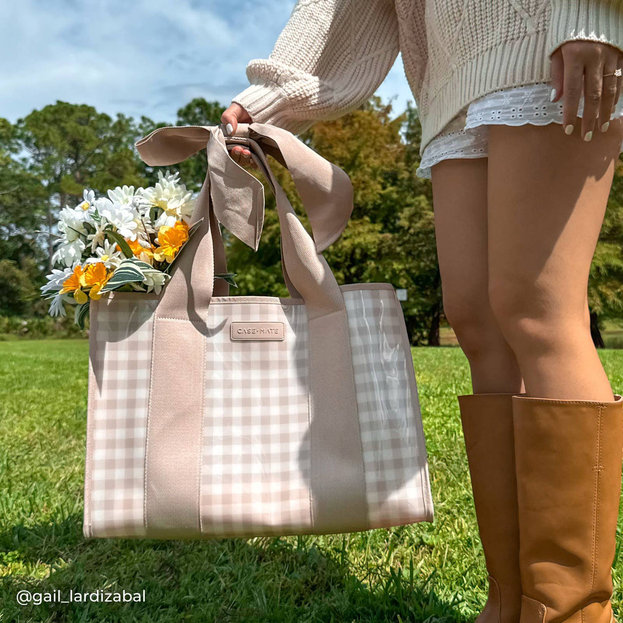 Case-Mate | Latte Gingham Bow Jelly Tote Bag