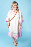 Embroidered Linen Maxi Woven Dress