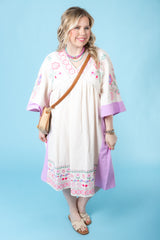 Embroidered Linen Maxi Woven Dress
