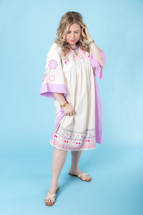 Embroidered Linen Maxi Woven Dress