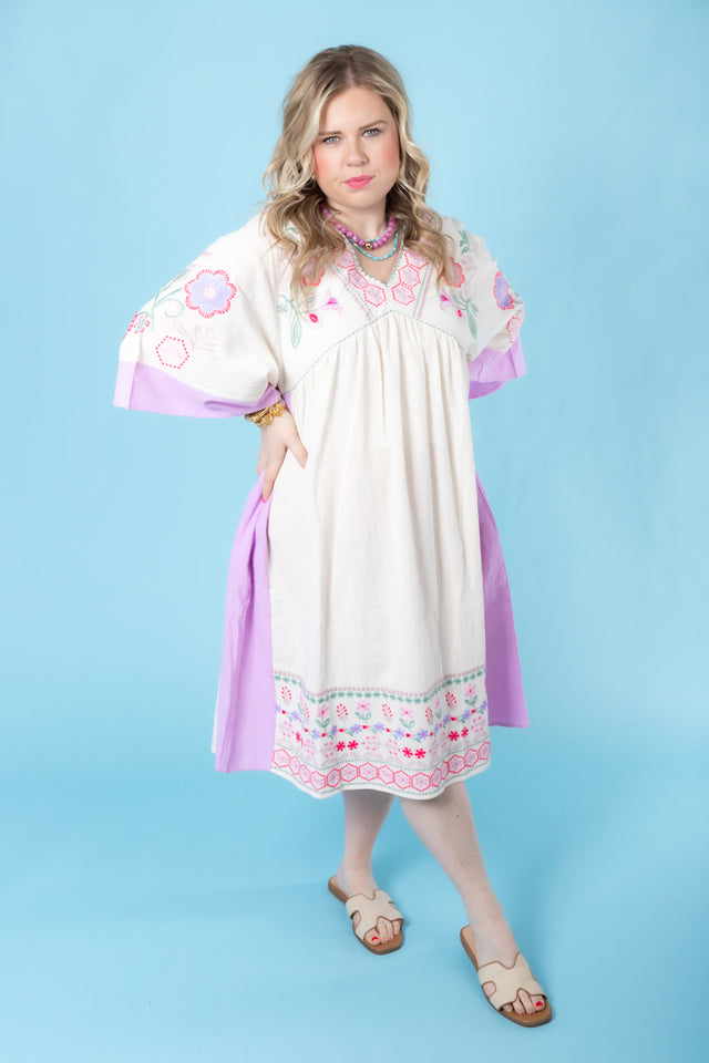 Embroidered Linen Maxi Woven Dress