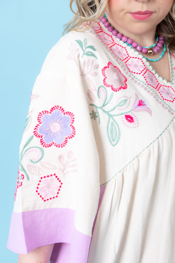 Embroidered Linen Maxi Woven Dress