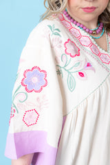 Embroidered Linen Maxi Woven Dress