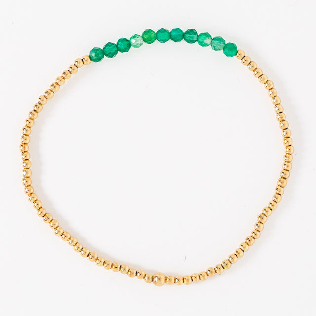 Enewton | Gold Bliss 2mm Bead Bracelet - Green Onyx