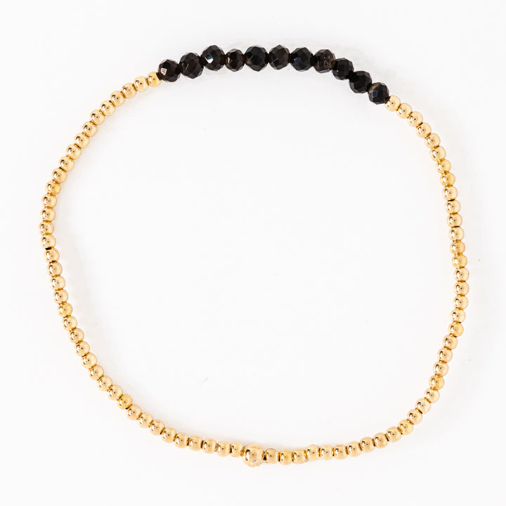 Enewton | Gold Bliss 2mm Bead Bracelet - Faceted Onyx
