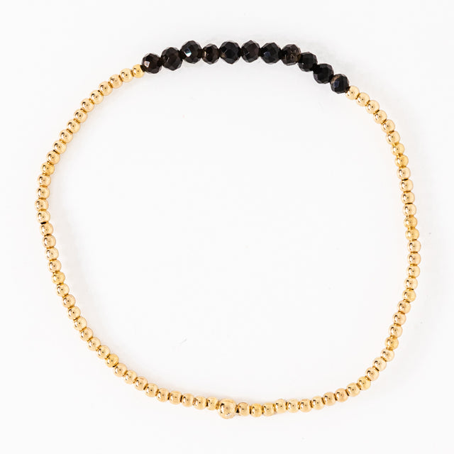 Enewton | Gold Bliss 2mm Bead Bracelet - Faceted Onyx
