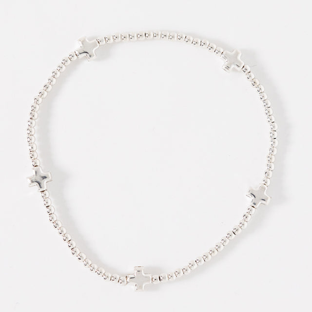 Enewton | Signature Cross Small Sterling Pattern 2mm Bead Bracelet - Sterling