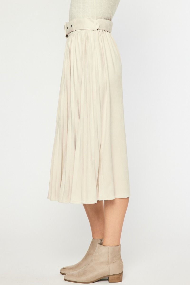 The Isla Suede Pleated Midi Skirt (Final Sale)