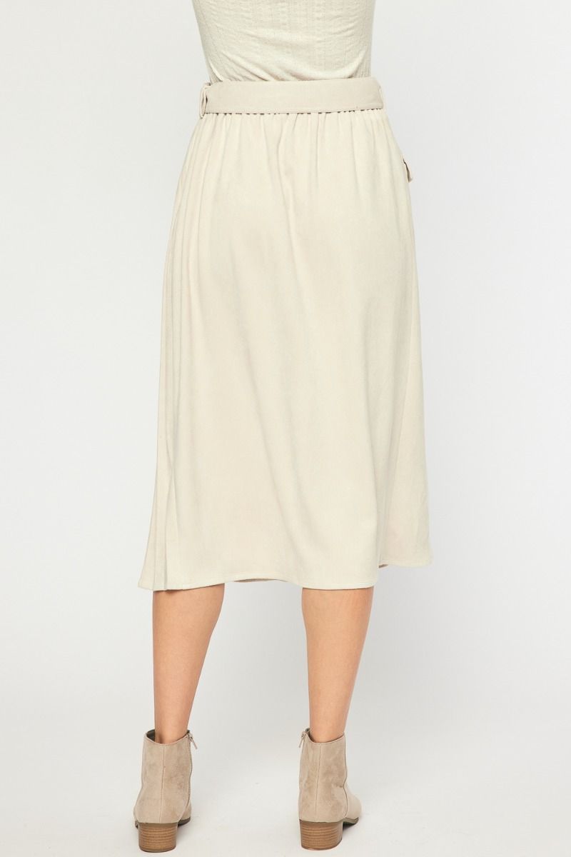 The Isla Suede Pleated Midi Skirt (Final Sale)