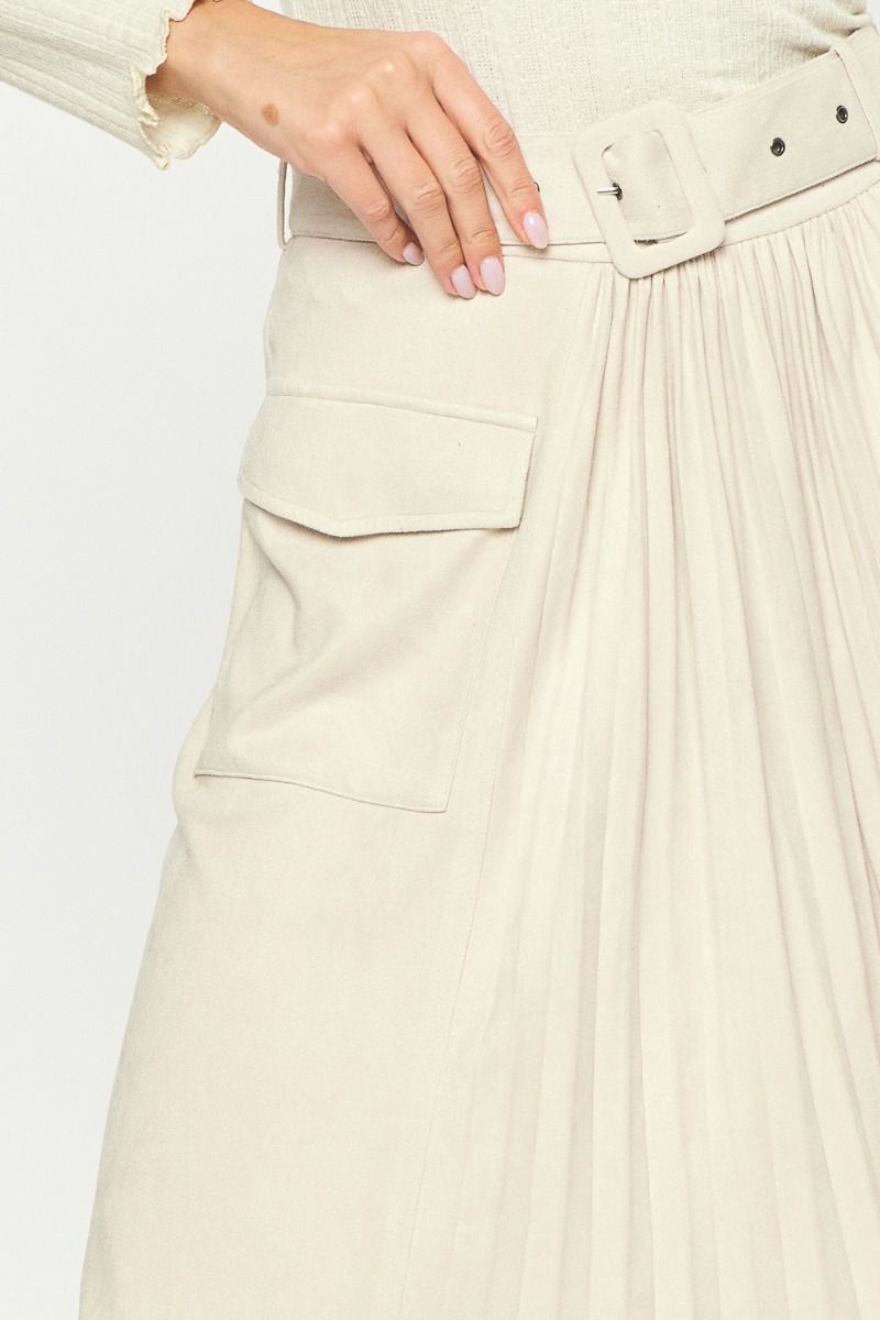 The Isla Suede Pleated Midi Skirt (Final Sale)