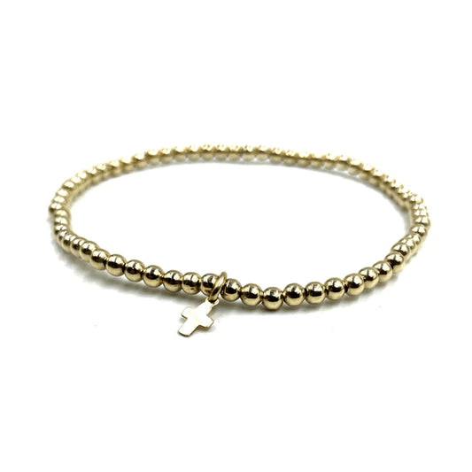 Erin Gray | 3MM Gold Filled Karma Bracelet With Luxe Cross
