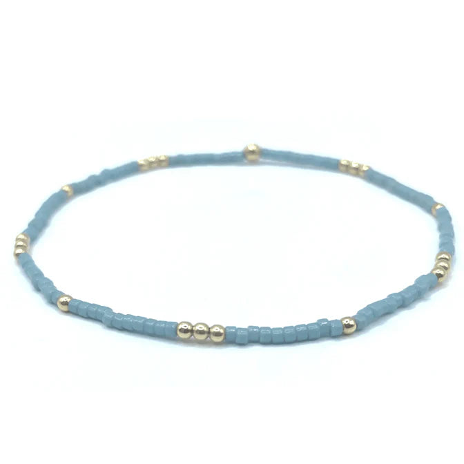 Erin Gray | 2mm Newport Pale Turquoise Blue + Gold Filled Waterproof Bracelet