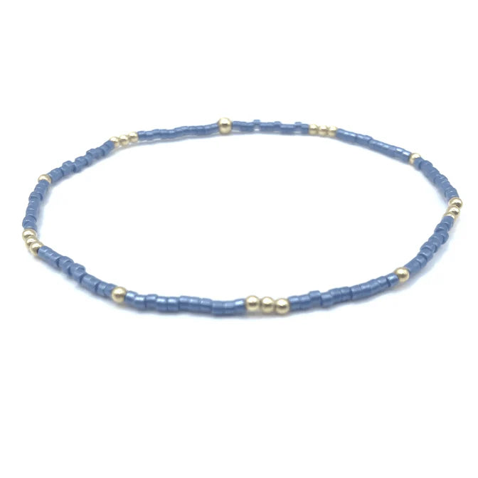 Erin Gray | 2mm Steel Blue + Gold Filled Waterproof Bracelet