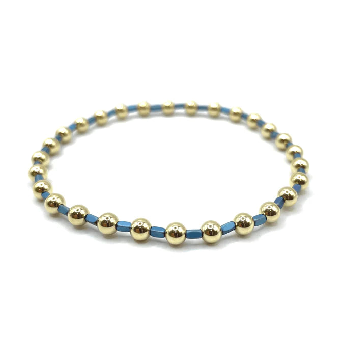 Erin Gray 4MM Color Crush Harbor Gold Filled Bead Bracelet